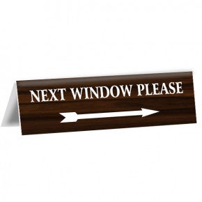 Next Window Bank Teller Engraved Counter Bent Sign | 2" x 8"