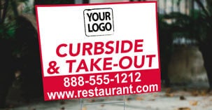 curbside and takeout yard sign