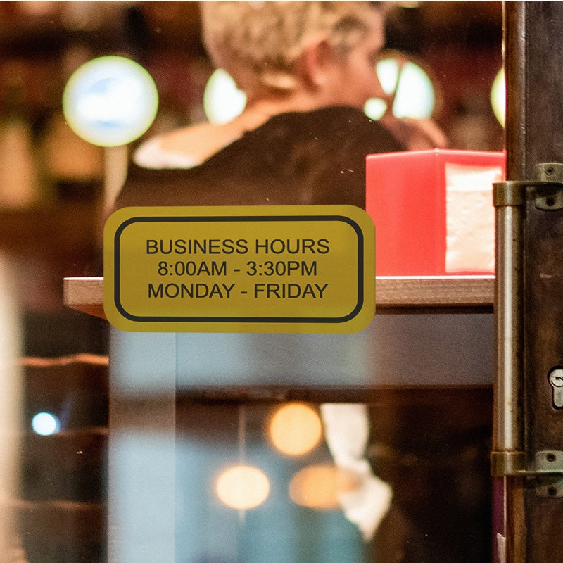 Custom Aluminum Sign On Restaurant Door With Business Hours