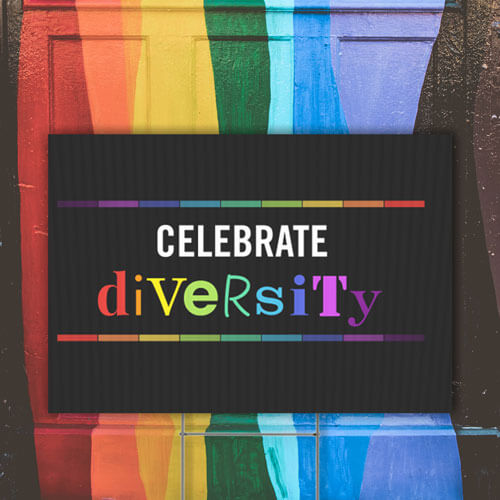 celebrate diversity yard sign