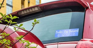 Custom bumper sticker on car