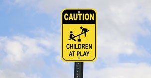 caution kids playing sign