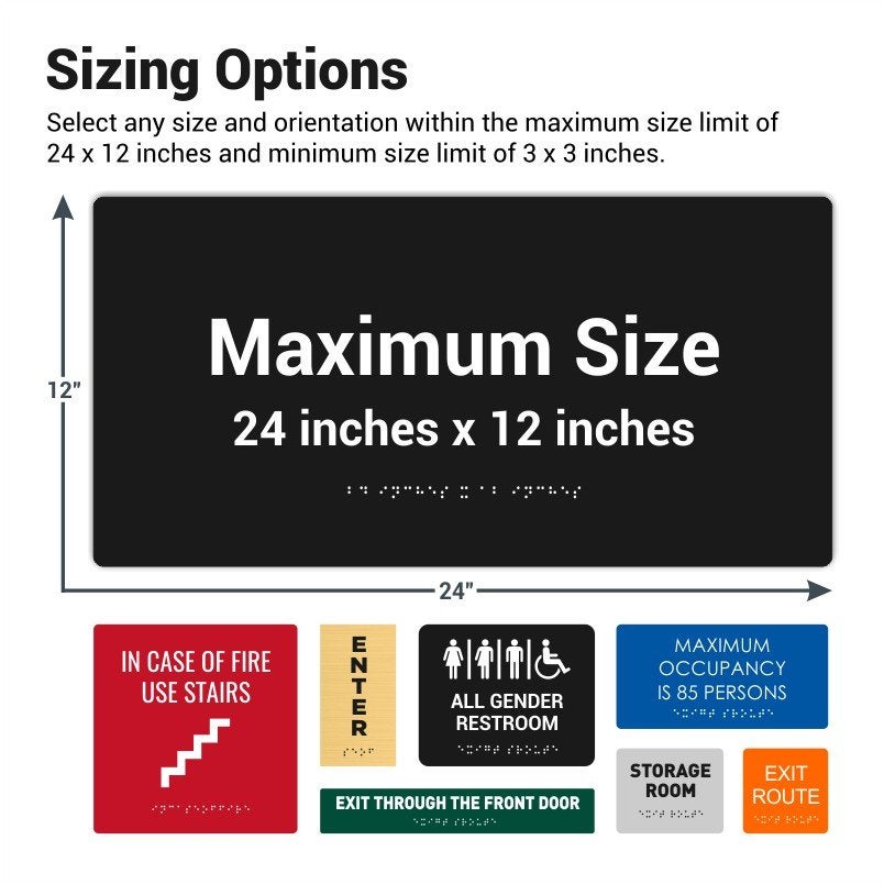 Size comparisons for ADA signs