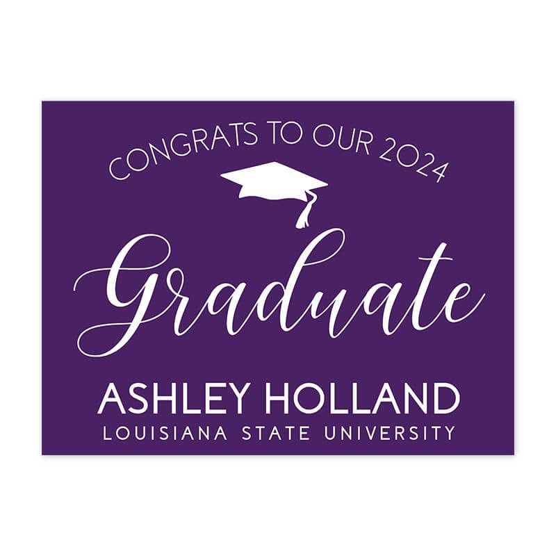 Congrats to Our Graduate Graduation Yard Sign In Purple
