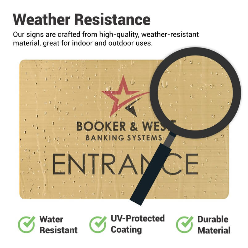 Information about the weather resistance of engraved brass signs