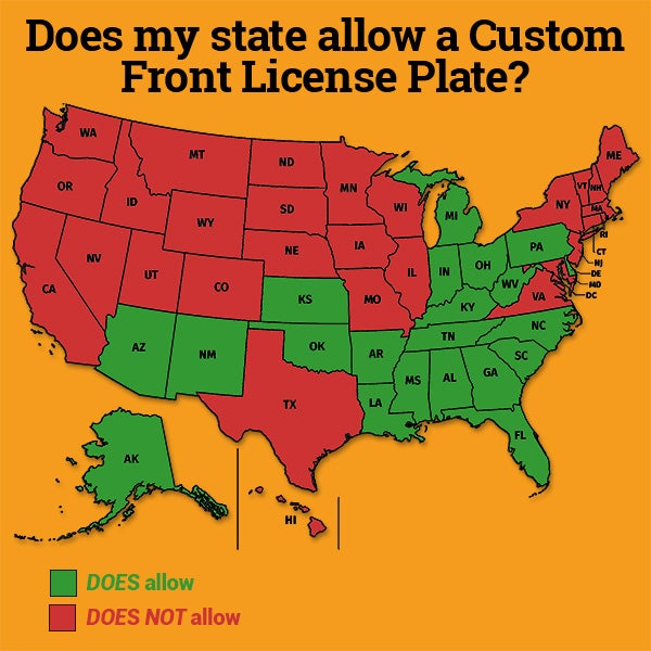 Infographic For States That Allow Custom Front License Plates