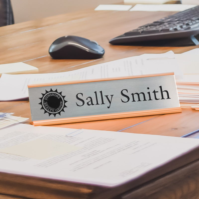 2 by 8 Plastic Sign On Desk As Desk Name Plate