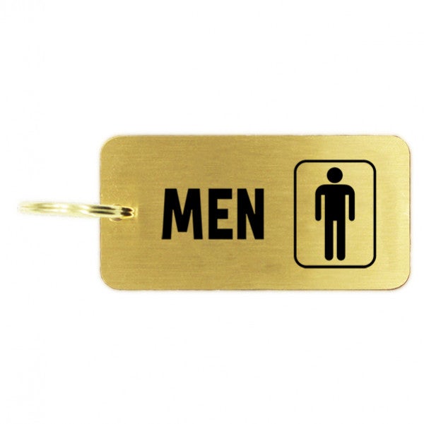 Men's Restroom Icon Brass Key Chain