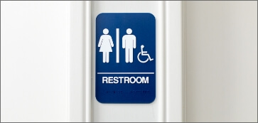 Blue Restroom Sign