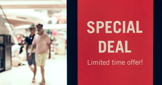 Red Special Deal Sign in a Mall