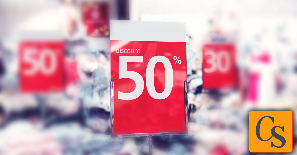 Sale Signs in a Department Clothing Store