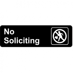 Engraved No Soliciting Sales Icon Sign | 3" x 10"