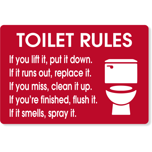 Toilet Rules Engraved Plastic Sign