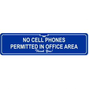 Office Cell Phone Engraved Plastic Sign | 2" x 8"