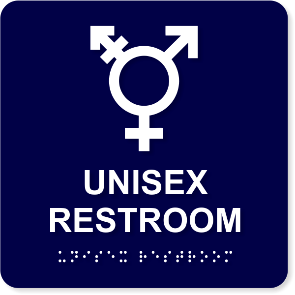Plastic Unisex Symbol ADA Braille Bathroom Sign | 8" x 8"