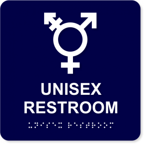 Plastic Unisex Symbol ADA Braille Bathroom Sign | 8" x 8"