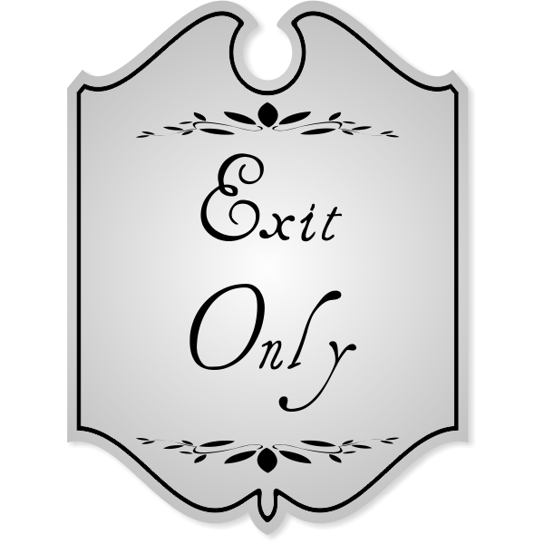 Shield Exit Only Engraved Sign with Leaf Style