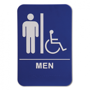 Blue ADA Braille Men's Restroom Sign - Handicap