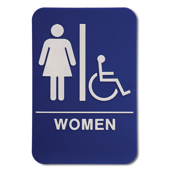 Blue ADA Braille Women's Restroom Sign - Handicap