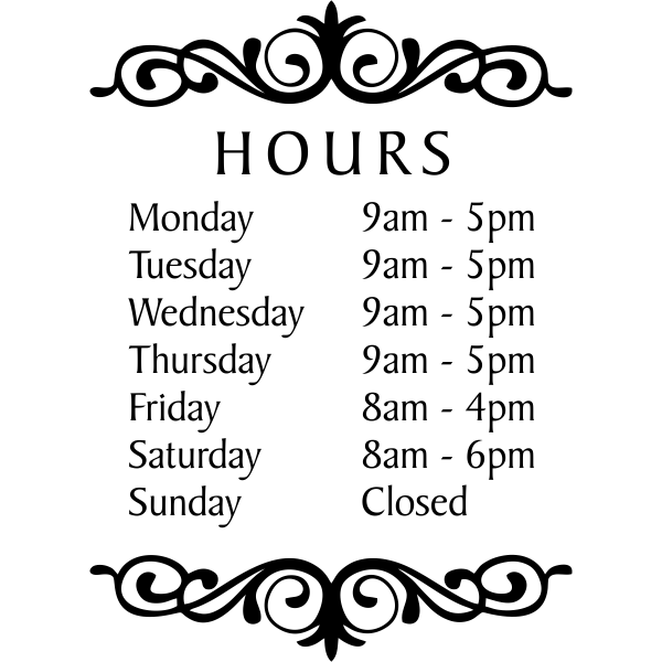 Baker Die Cut Hours of Operation Decal | 16" x 12"
