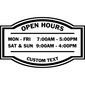 Open Hours Die Cut Door Decal | 12" x 20"