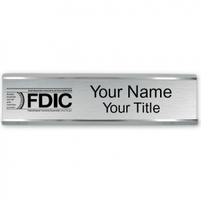 Engraved FDIC Name Plate with Aluminum Wall Holder | 2" x 10"