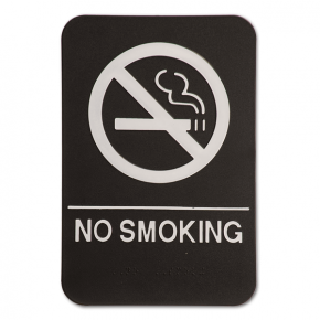 Black No Smoking Sign w/ Braille
