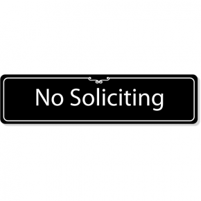 Engraved Plastic No Soliciting Deco Border Sign | 2" x 8"