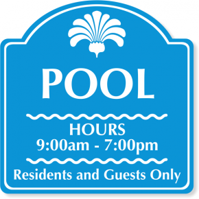 Engraved Custom Pool Hours Sign | 12" x 12"