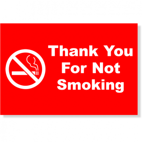 Plastic Thank You For Not Smoking Sign | 4" x 6"