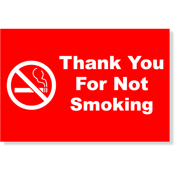 Plastic Thank You For Not Smoking Sign | 4" x 6"