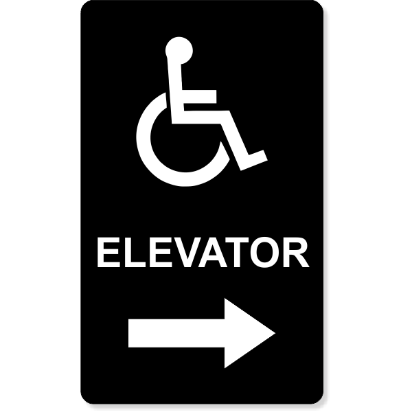 Handicap Elevator Arrow Engraved Plastic Sign | 10" x 6"
