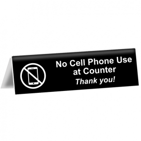 No Cell Phone Use at Counter Tent Sign | 2" x 8"