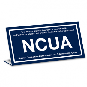 NCUA Engraved Plastic Bent Sign | 4" x 8"