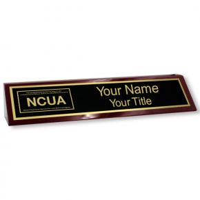 Custom Wood Desk Block with NCUA Logo