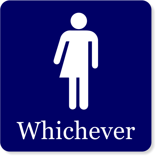 Whichever Gender Neutral Bathroom Sign | 6" x 6"