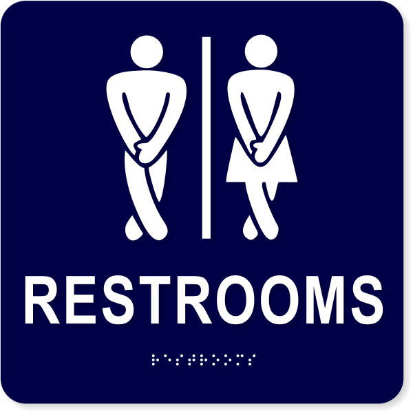 Funny ADA Braille Men and Women Restroom Sign | 6" x 6"
