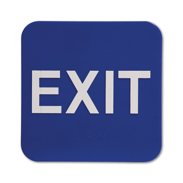 Blue Exit 6" x 6" ADA Braille Sign