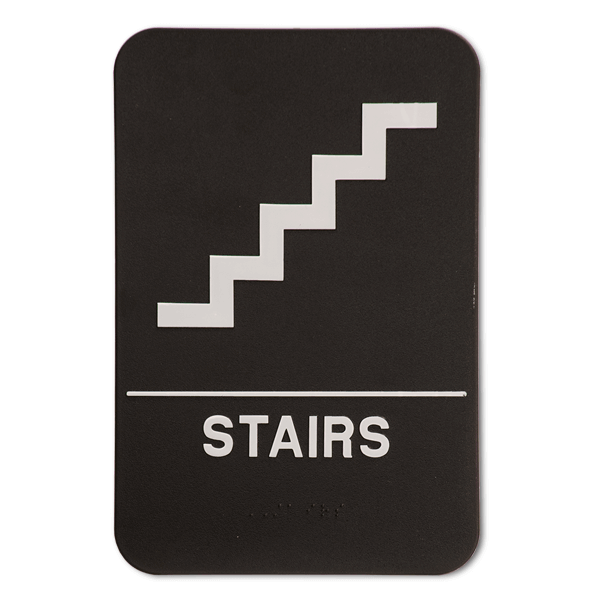 Black Stairs ADA Braille Sign