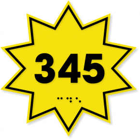 ADA Sunburst Number Sign | 4" x 4"
