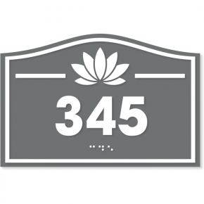 ADA Floral Crest Number Sign | 4" x 6"