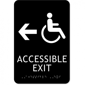 ADA Handicap Accessible Exit Left Arrow Sign | 9" x 6"