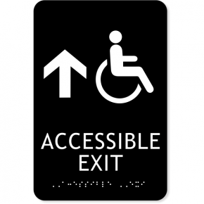 ADA Handicap Accessible Exit Ahead Arrow Sign | 9" x 6"