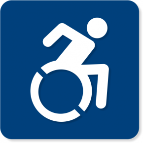 Modified ISA Wheel Chair Sign w/ Raised Pictogram | 6" x 6"