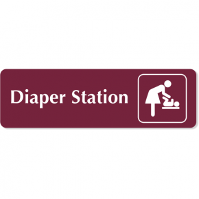 Diaper Station Female Icon Engraved Plastic Sign | 3" x 10"
