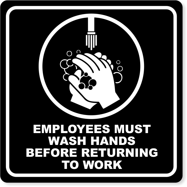 Employees Must Wash Hands Engraved Plastic Sign | 8" x 8"