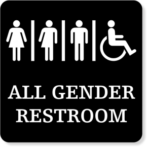 Plastic All Gender Handicapped Sign | 6" x 6"