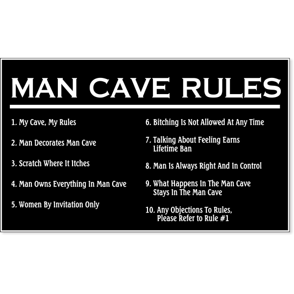Man Cave Rules Engraved Plastic Sign | 6" x 10"