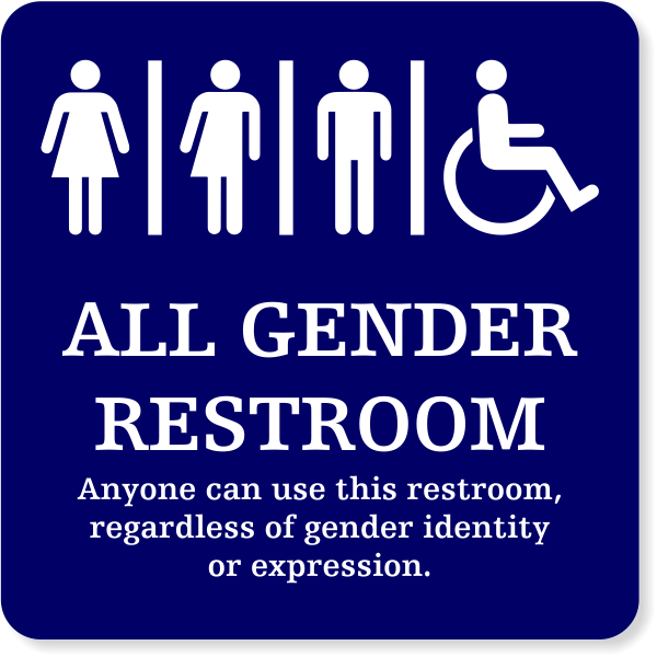 Plastic ALL GENDER Handicapped With Message Sign | 6" x 6"
