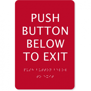 ADA Braille Push Button Exit Sign | 9" x 6"